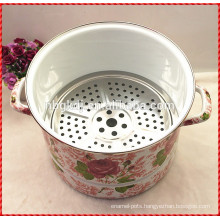 kitchenware custom full design enamel steamer pot